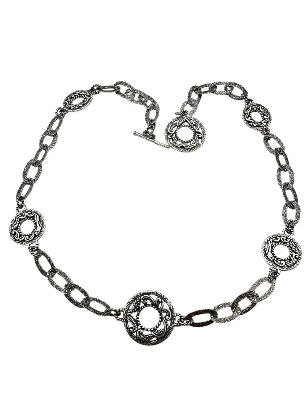 Carolyn Pollack Necklace Sterling Silver Circle Links Toggle Clasp